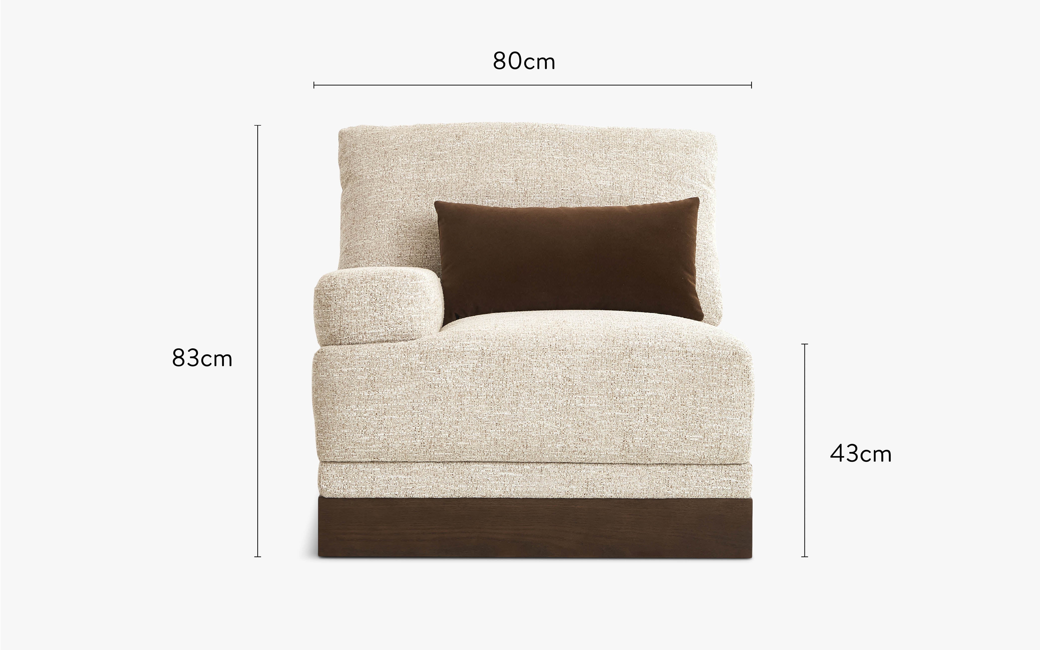 dimensions module fauteuil accoudoir gauche roman NV Gallery