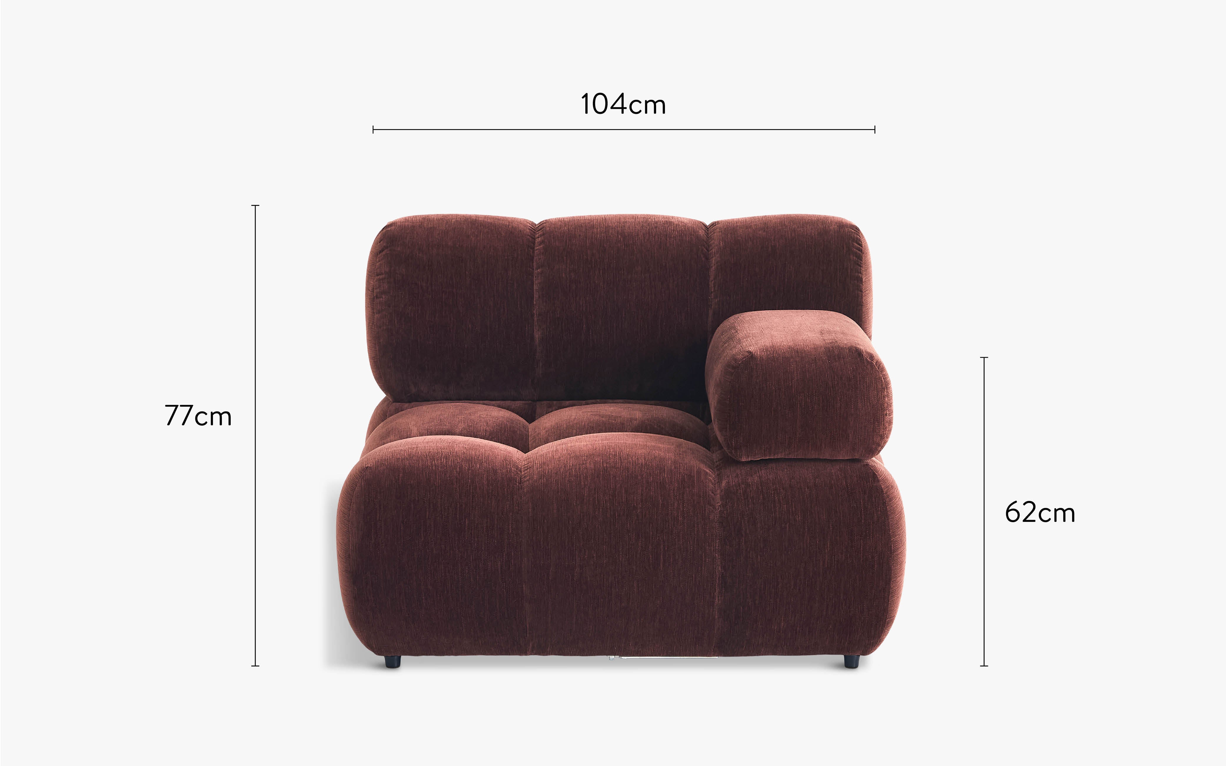dimensions module avec accoudoirs waffle bordeaux NV Gallery