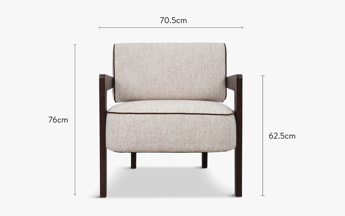 dimensions fauteuil elva tweed écru meringue