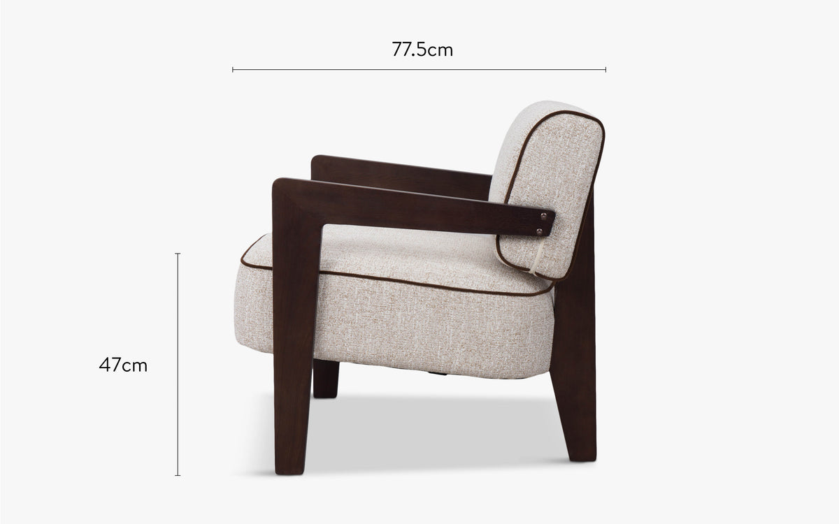 dimensions côté fauteuil elva tweed écru meringue