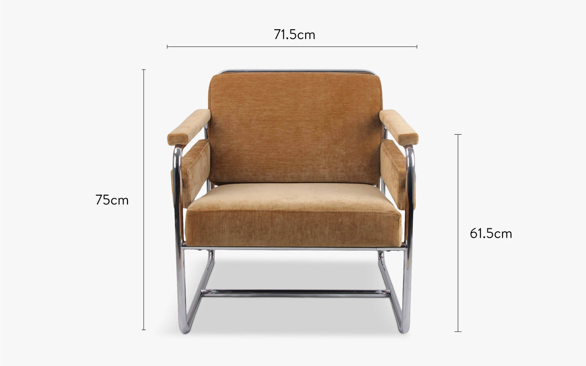 dimensions fauteuil kyle velours marron taupe