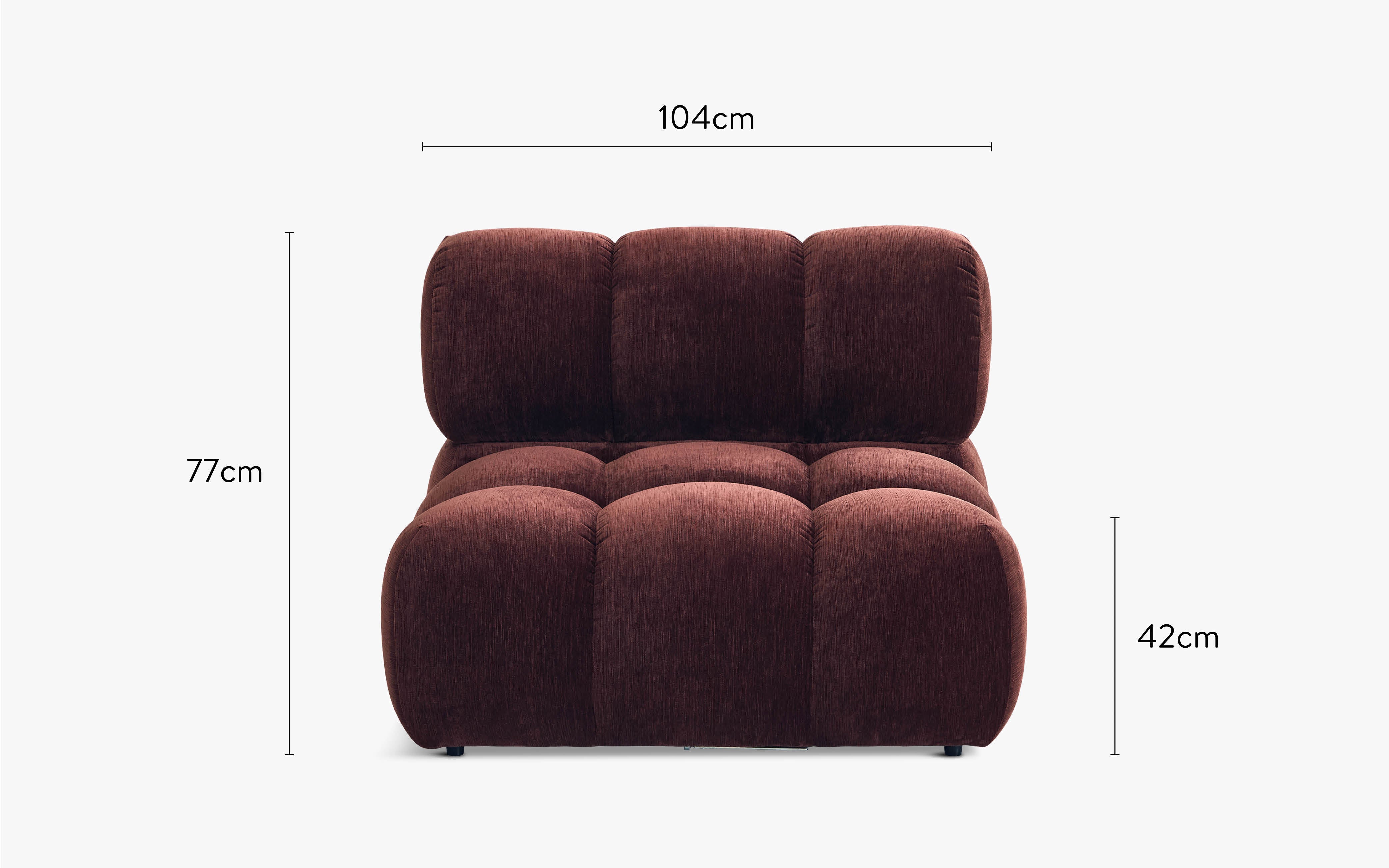 dimensions module sans accoudoirs waffle bordeaux NV Gallery