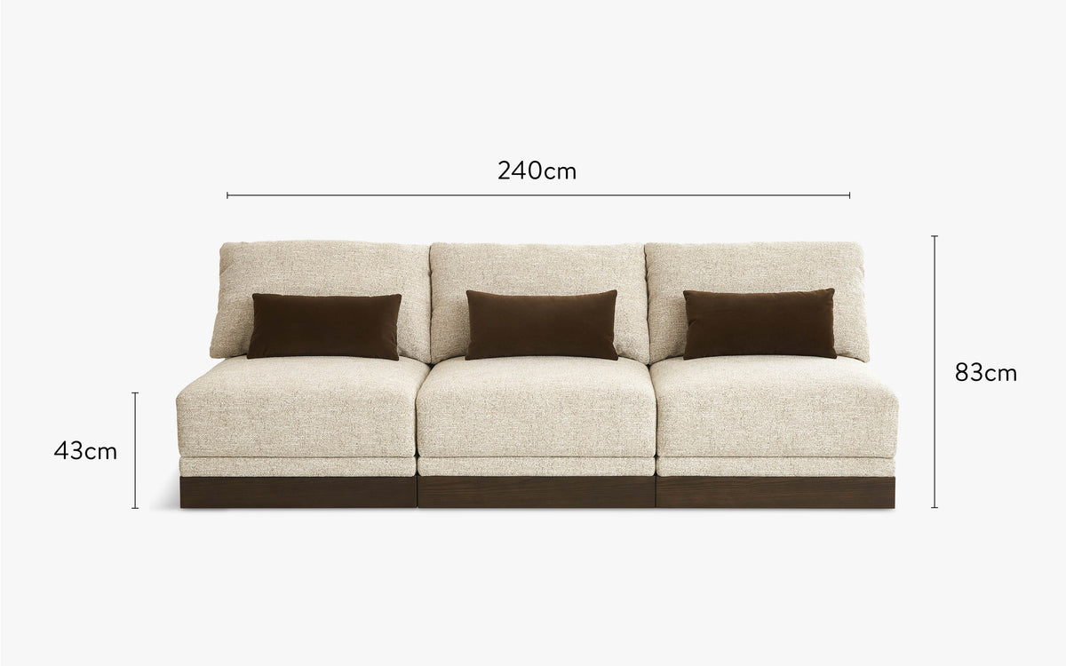 dimensions canapé droit roman tweed écru 3 modules