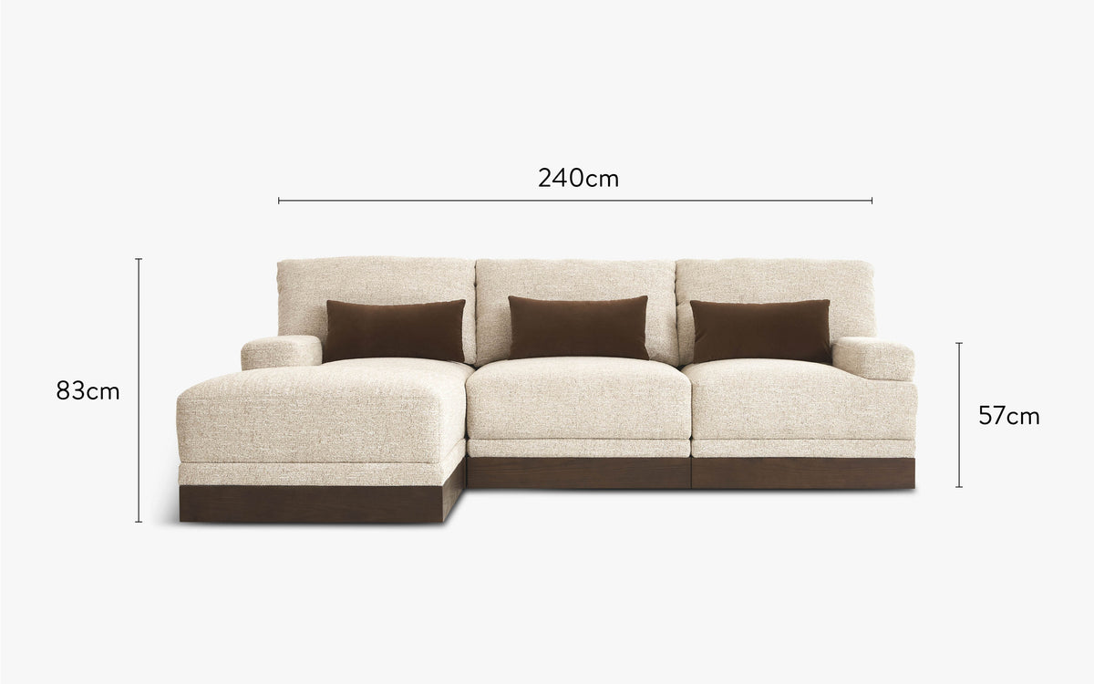 dimensions canapé d'angle droit roman tweed écru 4 modules