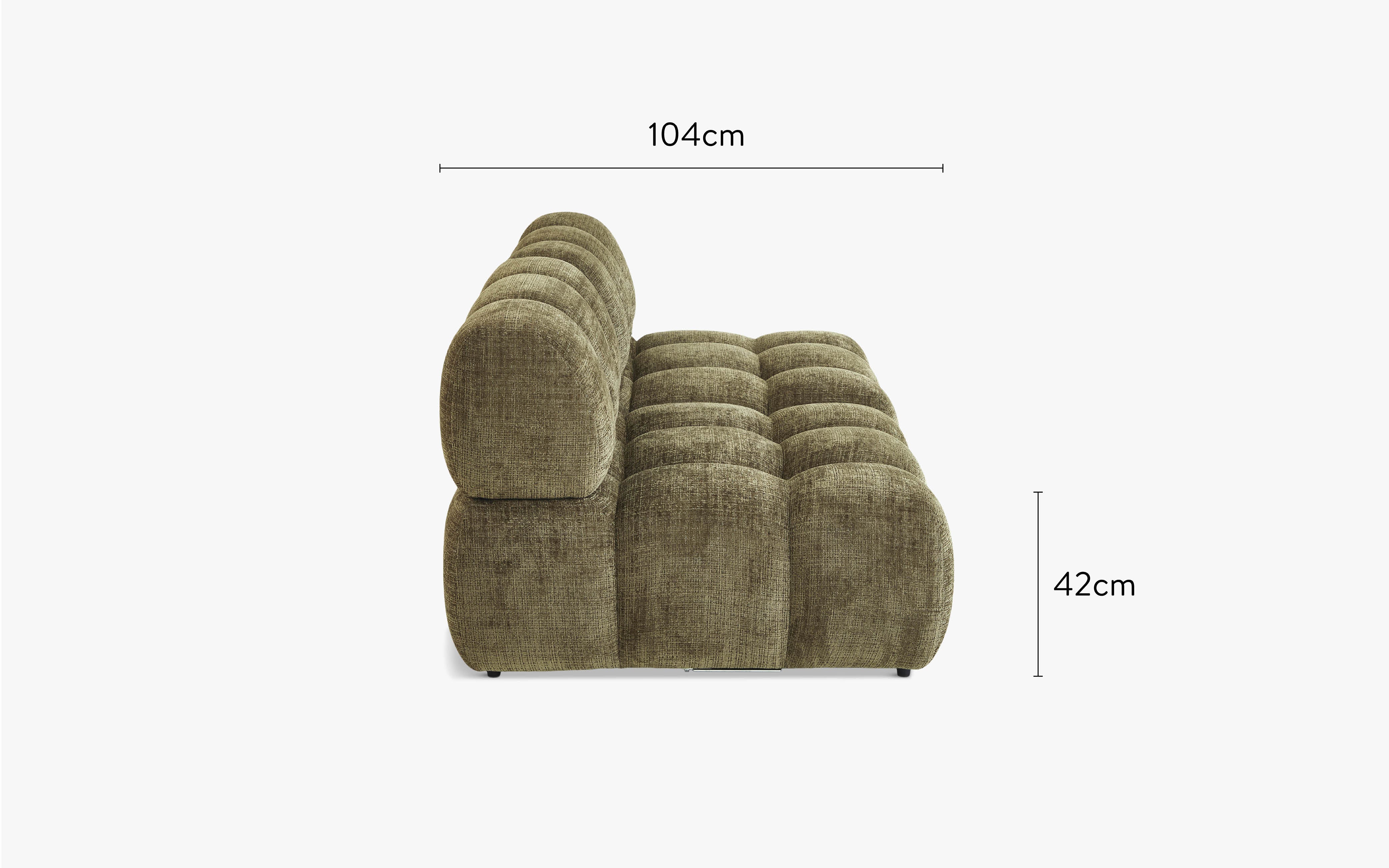 dimensions côté canapé droit waffle tweed vert lichen 2 modules