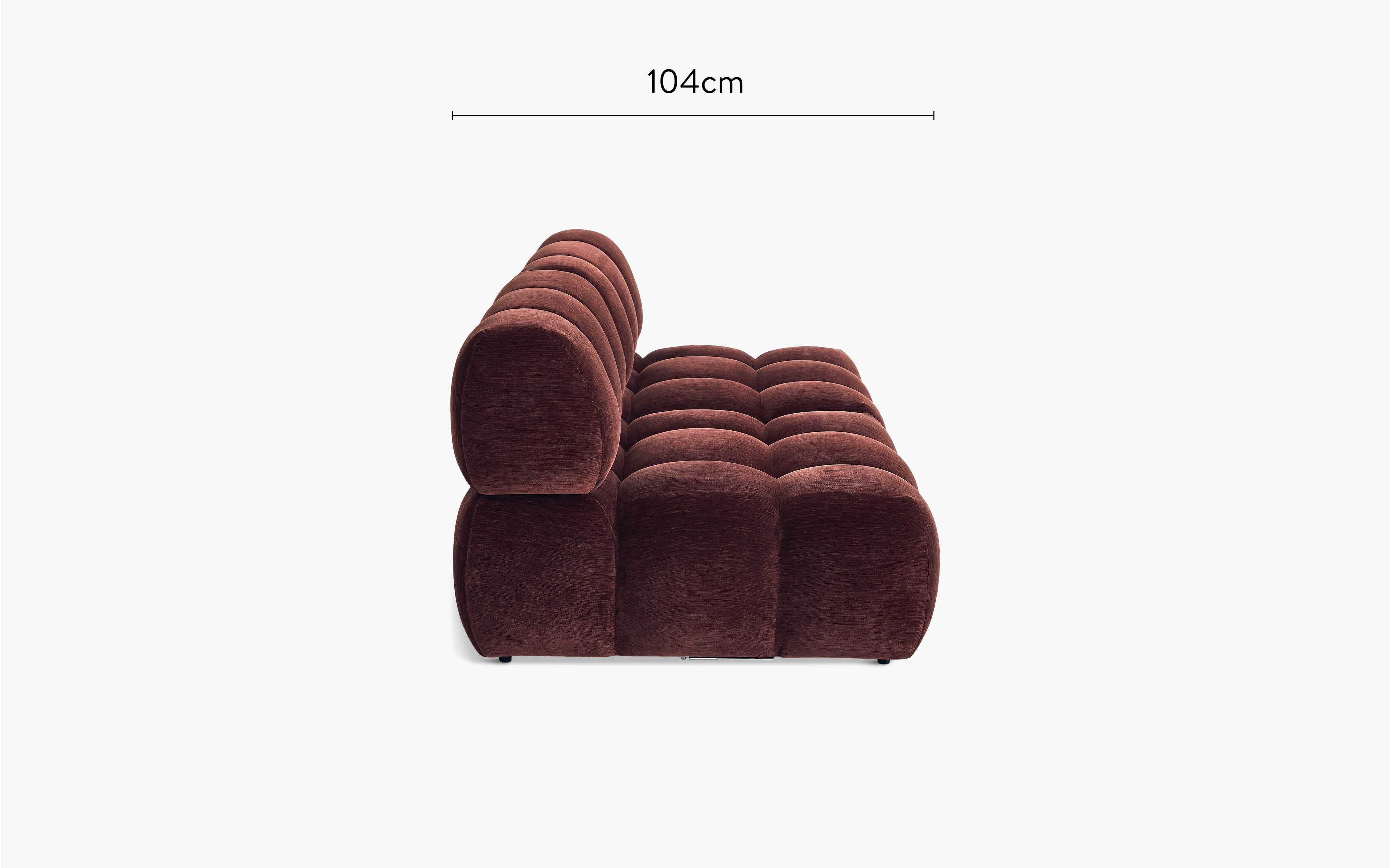 dimensions côté bundle waffle bordeaux canapé droit 2 places - NV Gallery