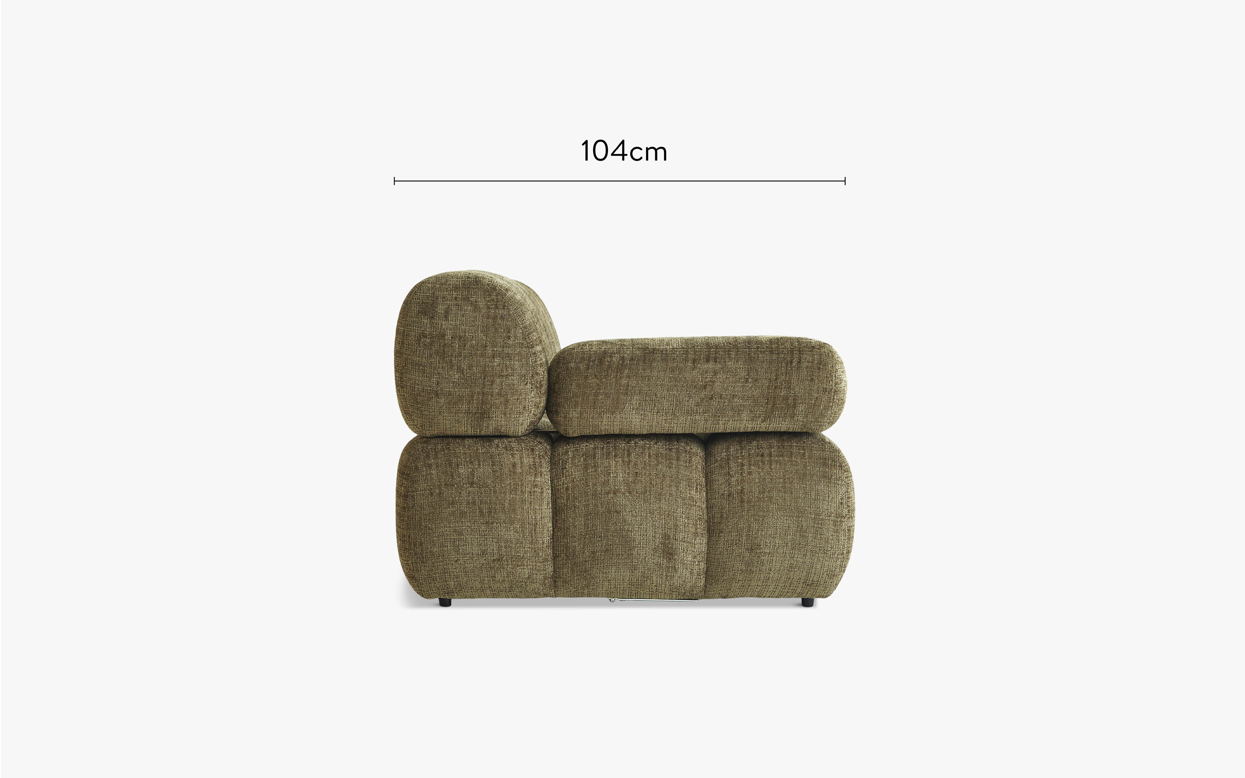 dimensions côté canapé méridienne waffle tweed vert lichen 3 modules