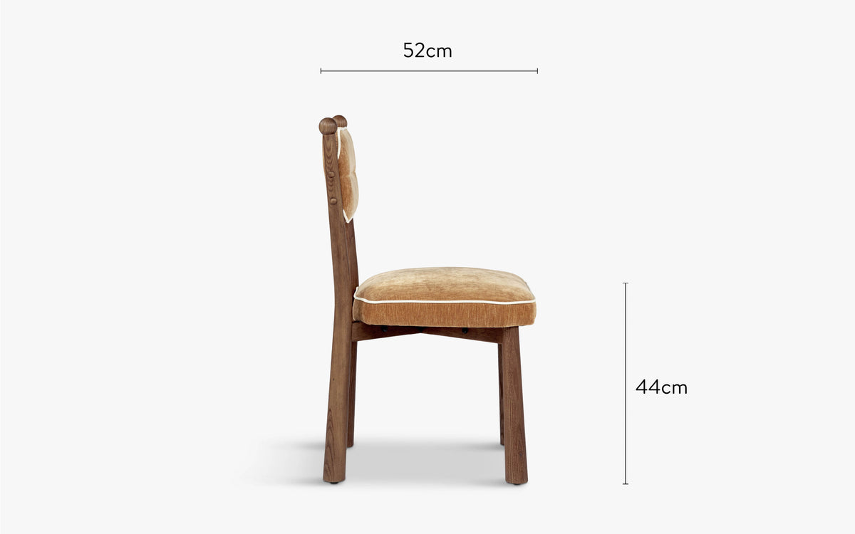 dimensions côté chaise de salle à manger anna velours camel doré