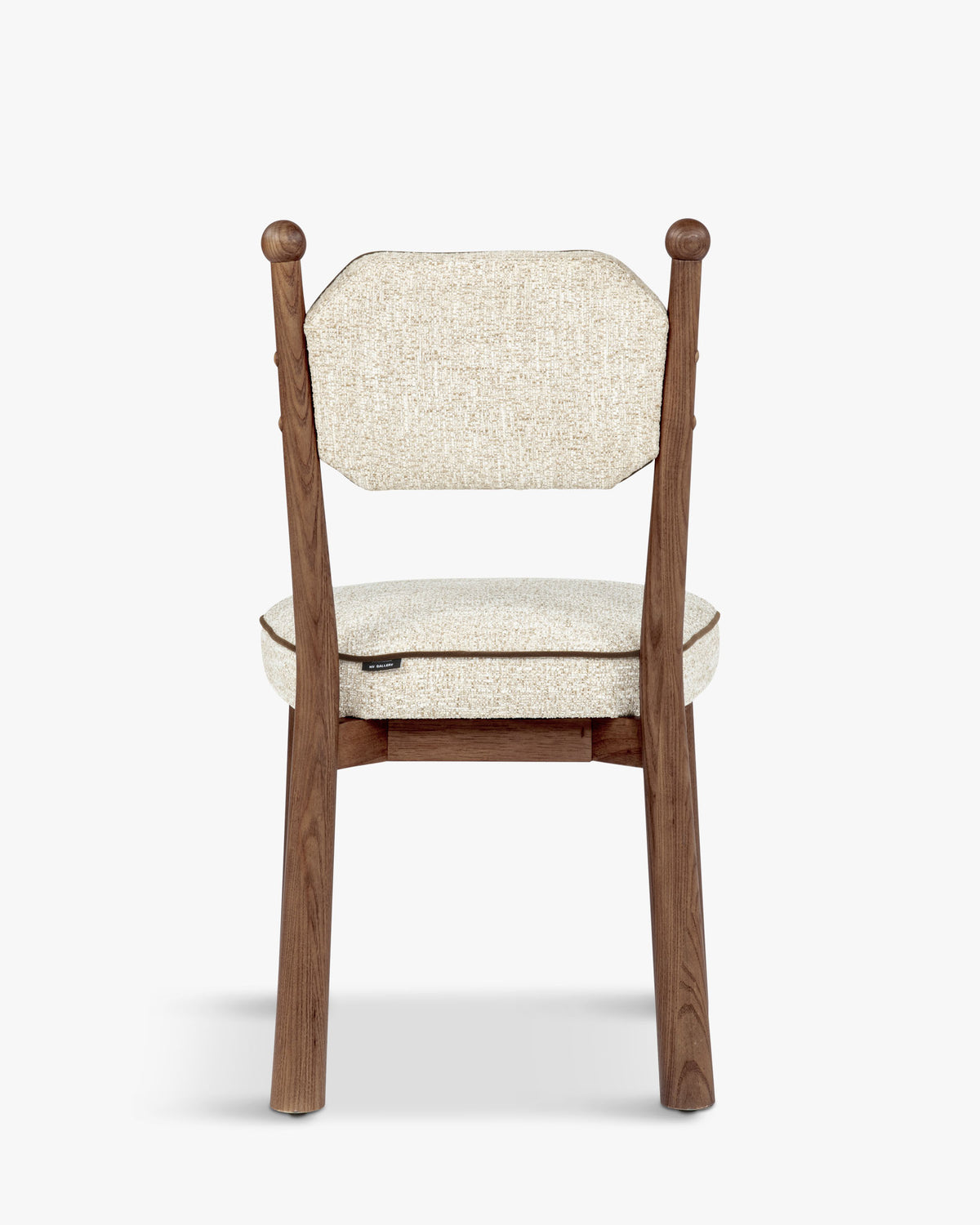 Chaise Anna - tweed écru meringue et bois teinté noyer - vue de dos, trois-quarts