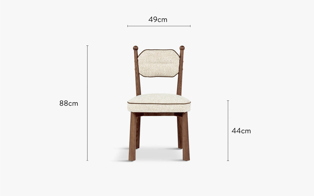 dimensions chaise de salle à manger anna tweed écru meringue