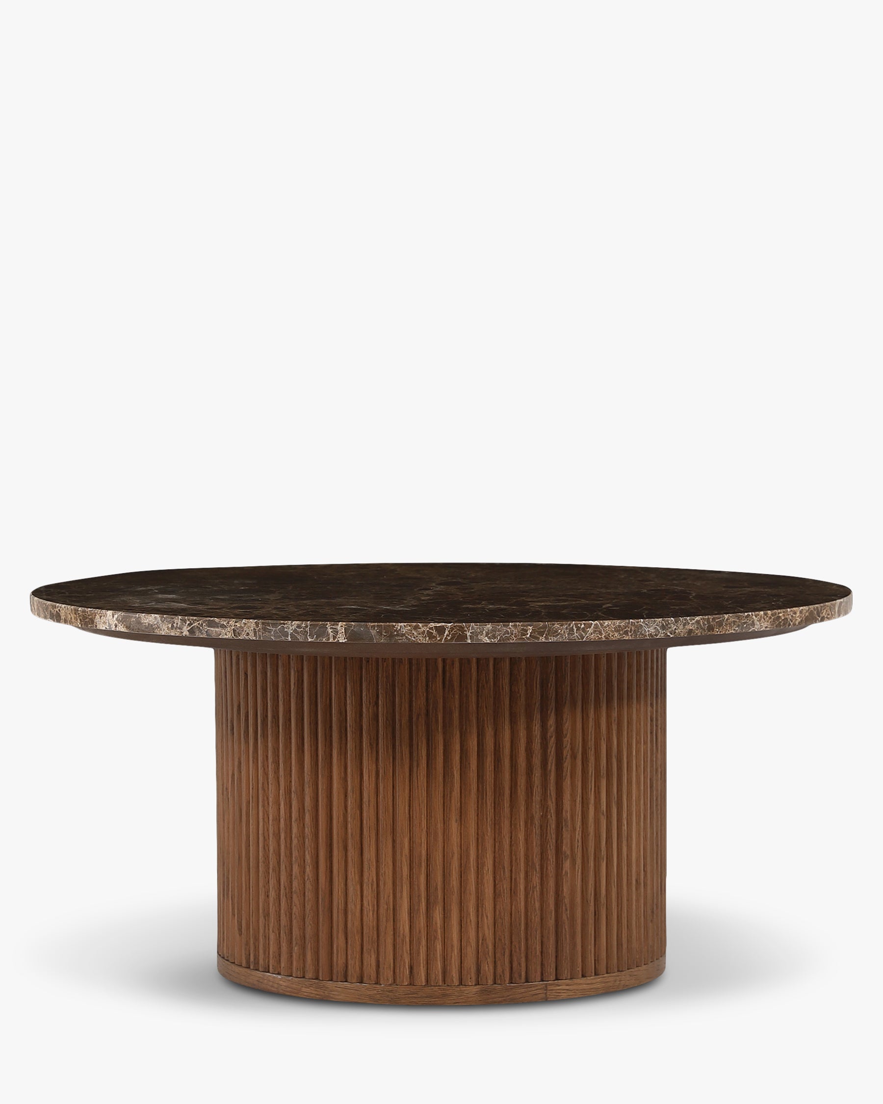 Table basse Oviedo - marbre dark emperador et chêne teinte noyer - vue de face