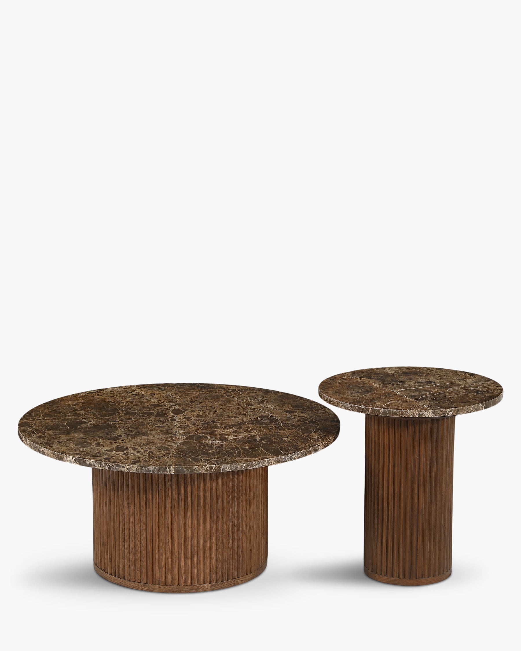 Table basse Oviedo L & S - marbre dark emperador et chêne teinte noyer