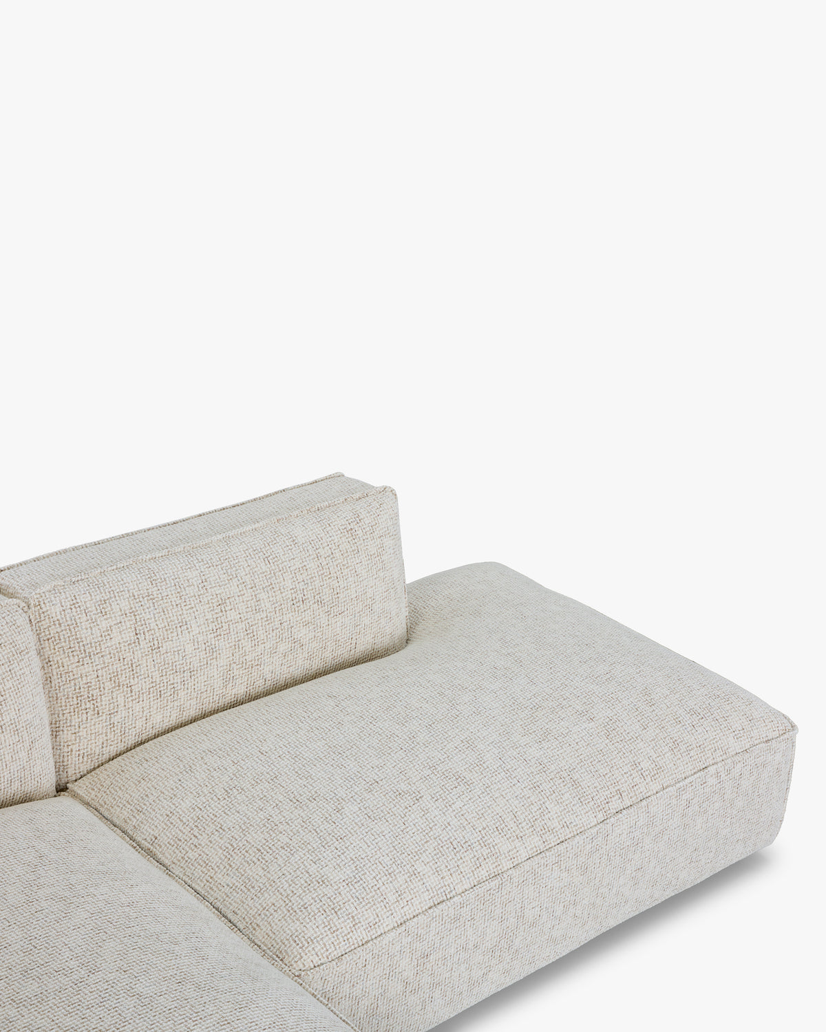 Canapé d'angle gauche Auster - tweed beige moucheté - assise d'angle en détail