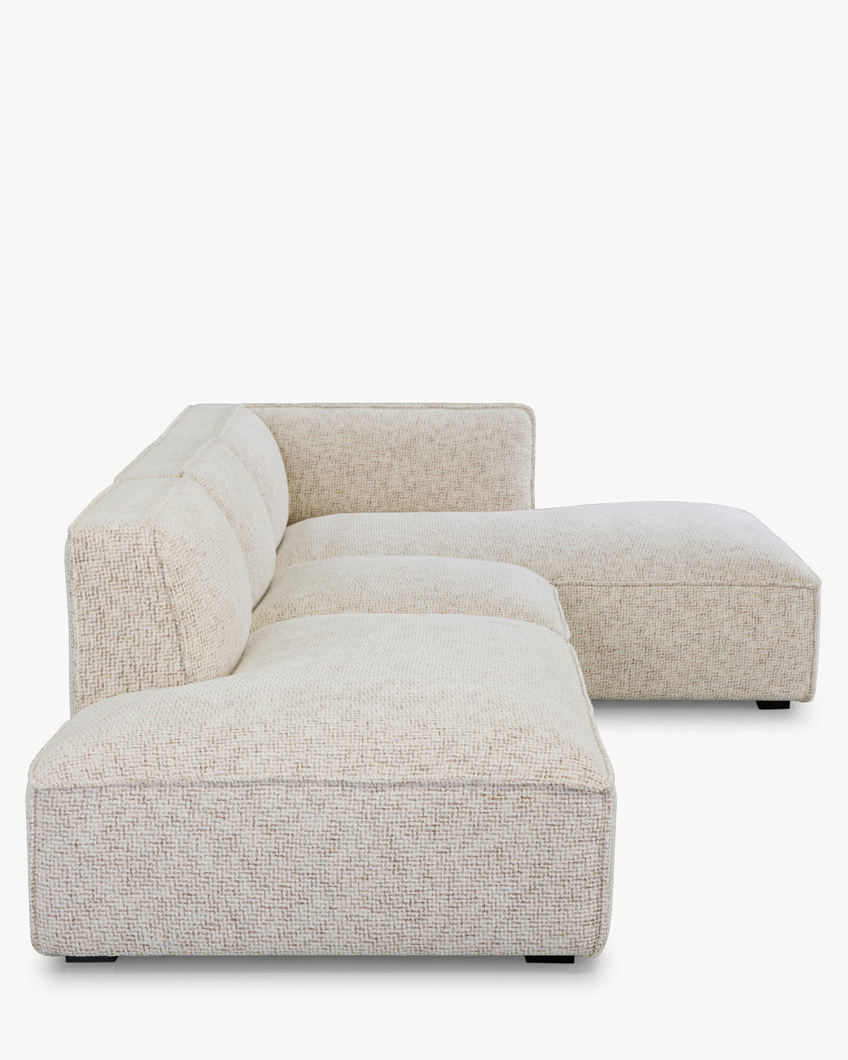 Canapé 3 places d'angle droit Auster - tweed beige moucheté - vue de profil
