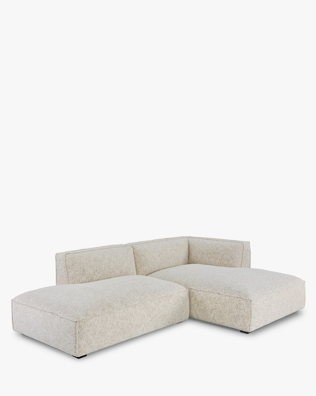 Canapé d'angle droit Auster - tweed beige moucheté - vue de trois-quarts