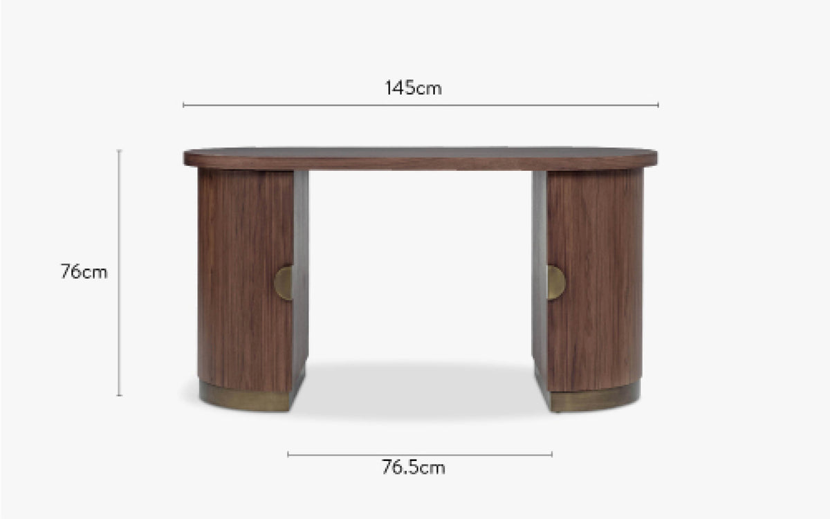dimensions bureau karola bois teinté noyer