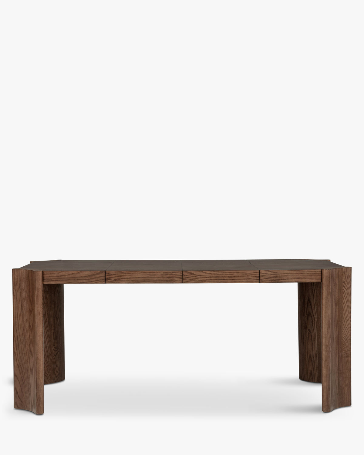 Table Mirage - NV GALLERY - chêne massif teinté noyer - vue de face, rallonges déployées