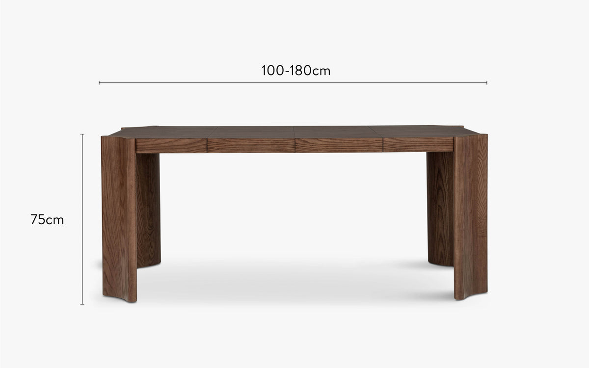 dimensions table à manger extensible mirage chêne massif teinte noyer
