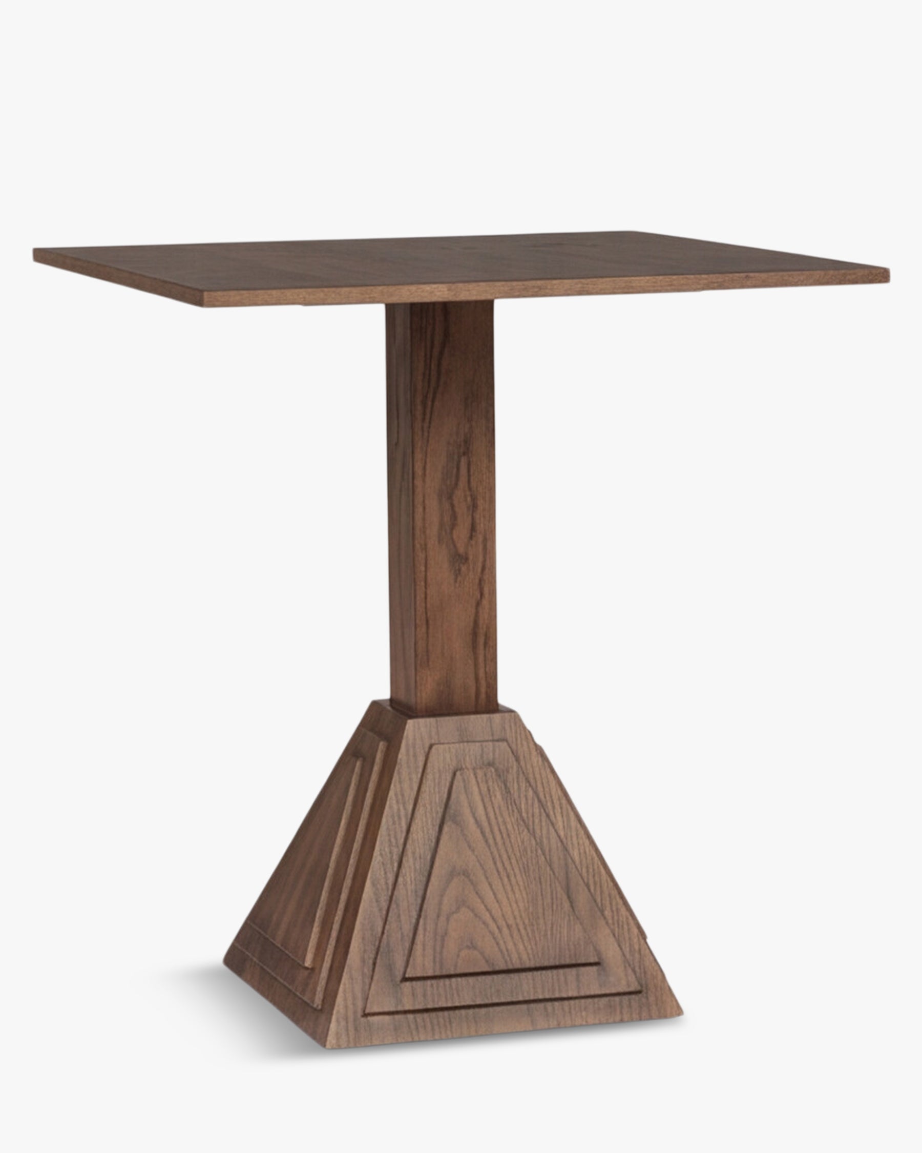 Table de bistrot Strata - bois de frêne teinté noyer - vue de trois-quarts