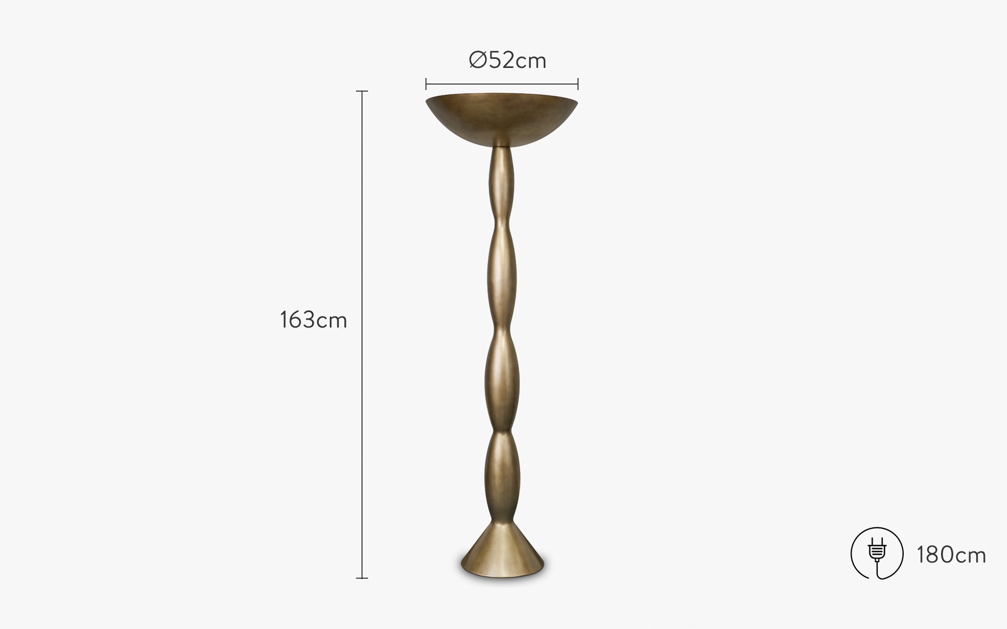 dimensions lampadaire ardenia finition bronze brossé - NV Gallery