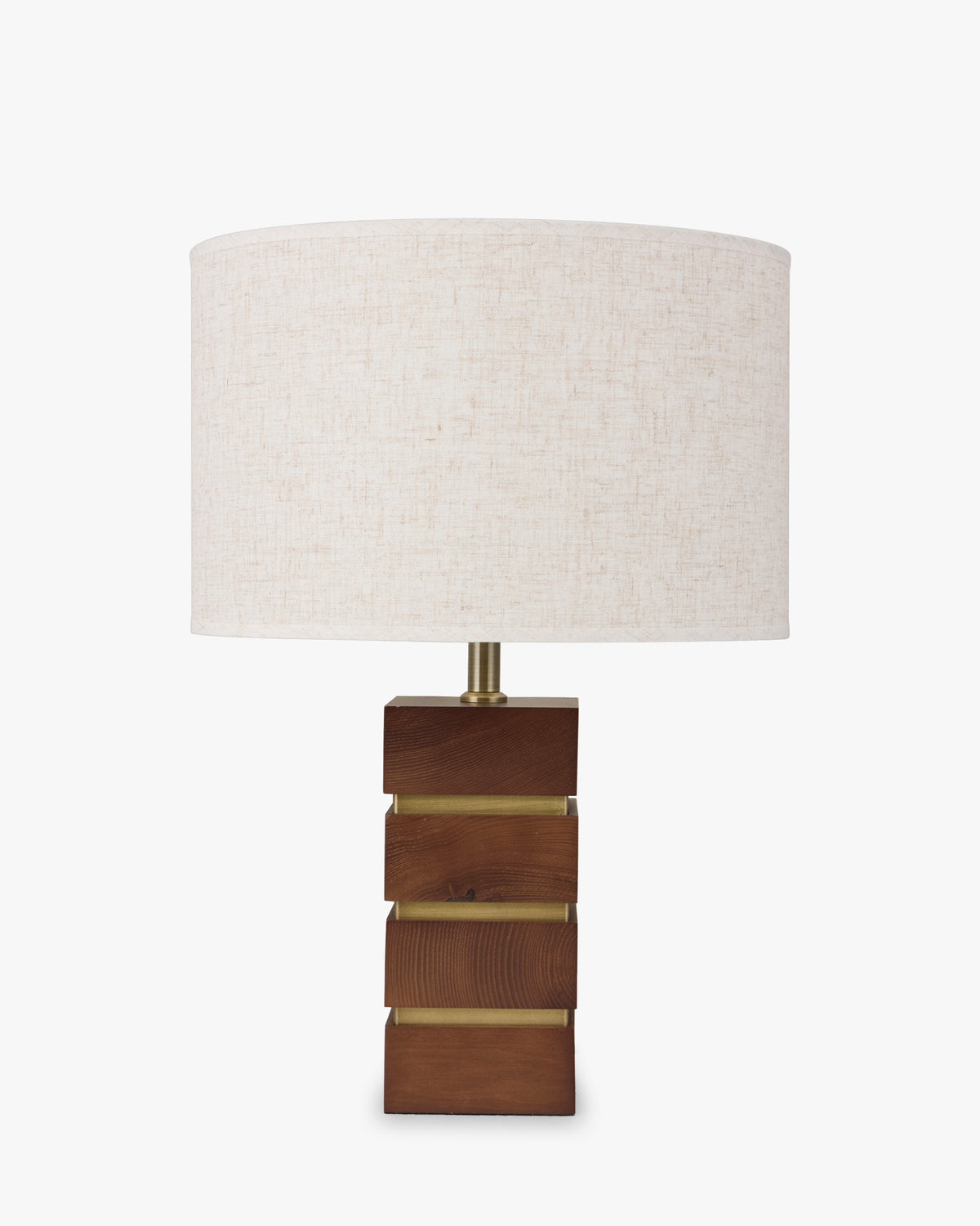 lampe de table Mako - frêne massif teinté noyer et lin écru - vue d'ensemble