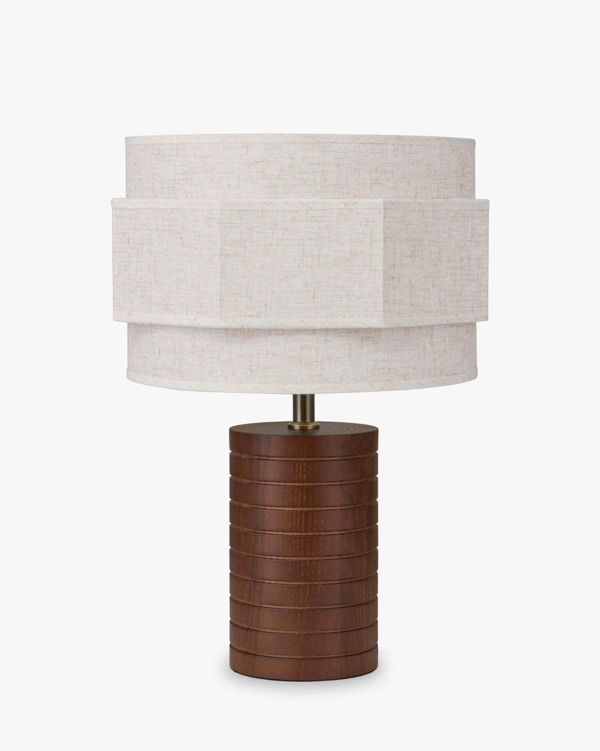 lampe de table Sia - frêne massif teinté noyer et lin écru - vue d'ensemble